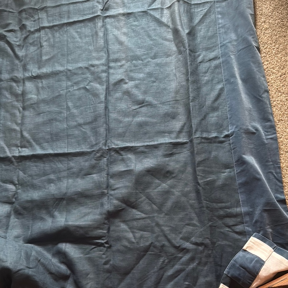 Blue curtains with velvet Striped Edge black out curtains